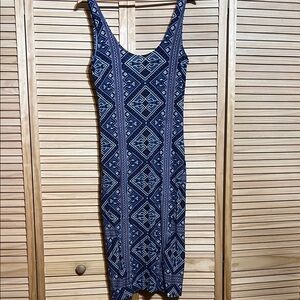 Volcom Blue Tribal Print Midi tank Dress